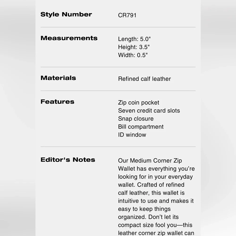 Coach 🤎🩶 medium corner zip Wallet Dark Stone leather NWOT - Picture 15 of 16